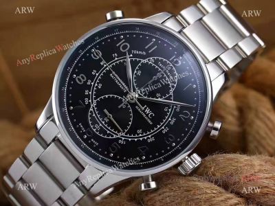 Replica IWC IW371215 Portugieser Rattrapante Stainless Steel Black Watch 41mm